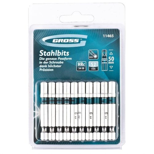 GROSS HEX6x50mm 10db professional bit S2 acél