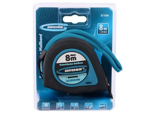 GROSS 8mx25mm professional mágneses mérőszalag gumis akasztóvég