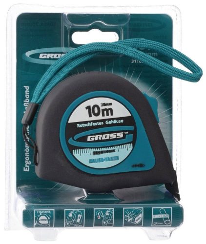 10mx25mm professional mágneses mérőszalag gumis akasztóvég