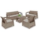 Corfu max set kerti bútor garnitúra, cappuccino színben, homok párnával