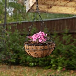   PALISAD 25,4cm függesztett virágtartó fém, kókuszbetéttel