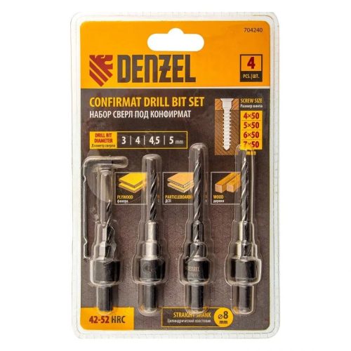 DENZEL 4db 3-5mm fa fúrószár szett sűlyesztővel