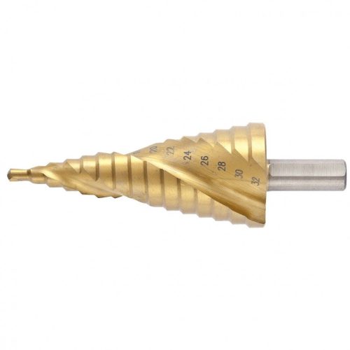 MTX 4-32mm lépcsősfúró csavart horony, 2 éllel háromszög befogással TIN