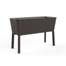 Splendor megemelt műanyag kerti virágláda 120l fonott rattan whiskey barna