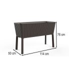 Splendor megemelt műanyag kerti virágláda 120l fonott rattan whiskey barna