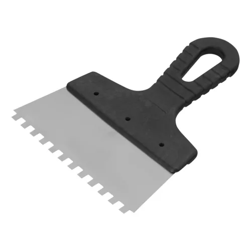 MTX 150 mm 6x6 mm INOX körmös glettvas, fogazott lepke, spatulya, műanyag nyél