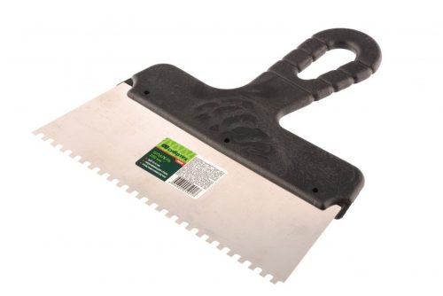 250mm 6x6mm fogazott spatulya rozsdamentes, műanyag nyéllel