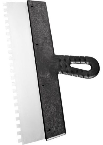 300mm 6x6mm fogazott spatulya rozsdamentes, műanyag nyéllel