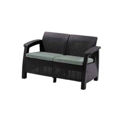   Corfu love seat, grafit színben, világos szürke párnával