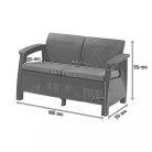 Corfu love seat, grafit színben, világos szürke párnával