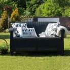 Corfu love seat, grafit színben, világos szürke párnával
