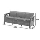 Corfu love seat max kanapé, grafit színben, világos szürke párnával