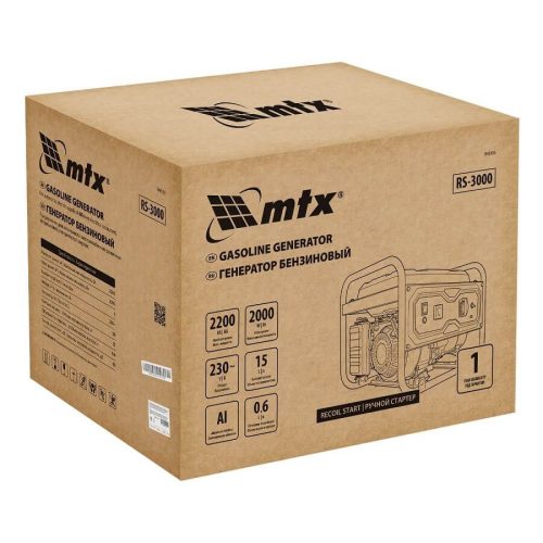 MTX 196 cm³ 2.2kW 230V benzines generátor kézi indító RS-3000
